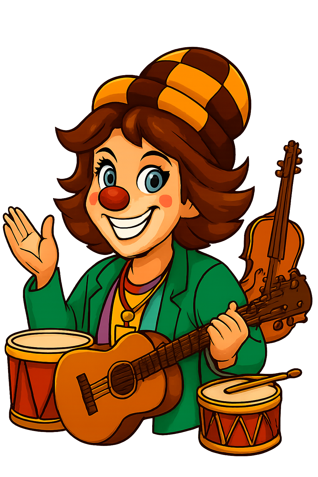 Clown Ele musiziert
